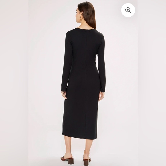 Three Dots NWT SZ M Karen Dress with Tie Waist in Black - Picture 4 of 8